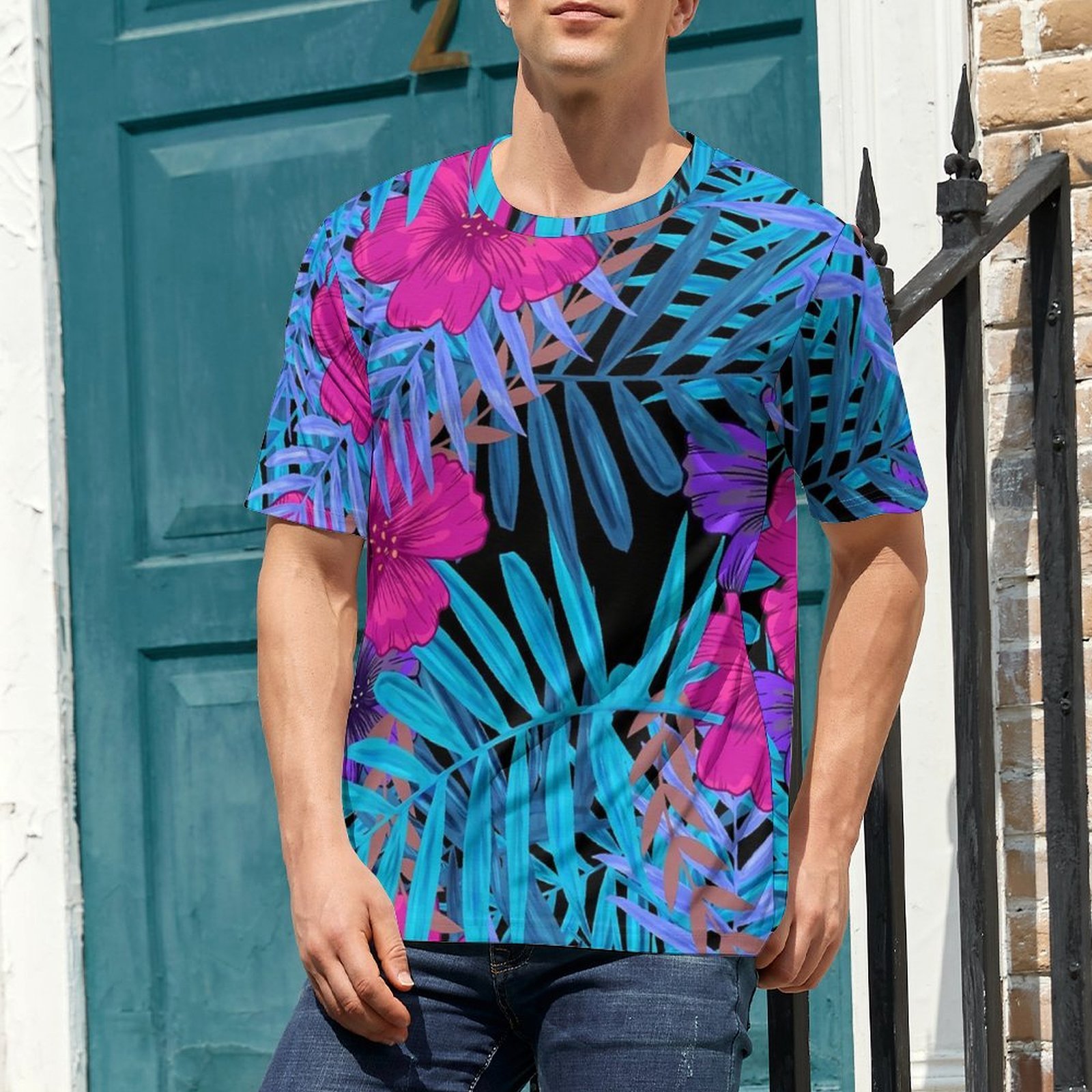 Vintage Hawaiian Floral Shirt - T-shirt oversize, motif tropical estival, t-shirts