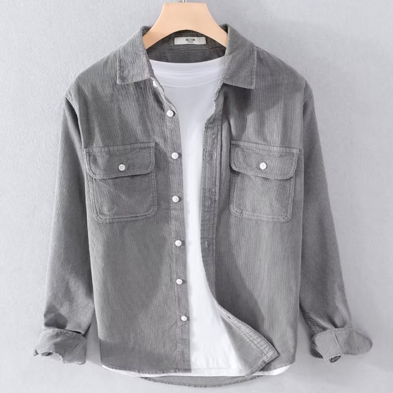 Corduroy Button Up Shirt Men - Chemise en velours côtelé pour hommes,
