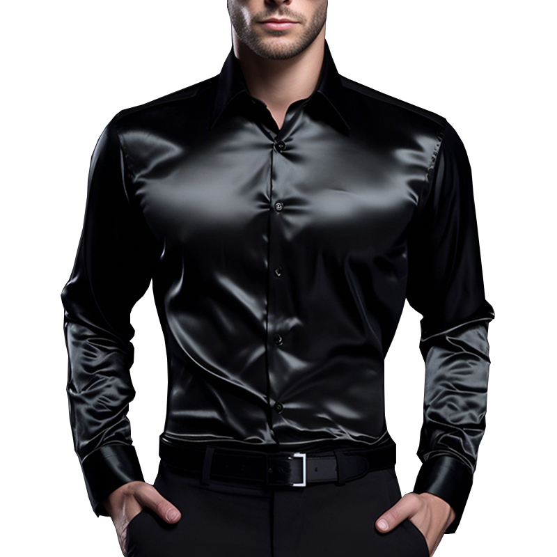 Hommes Satin luxe robe chemise - Mens Satin Silk Dress Shirt avis et prix