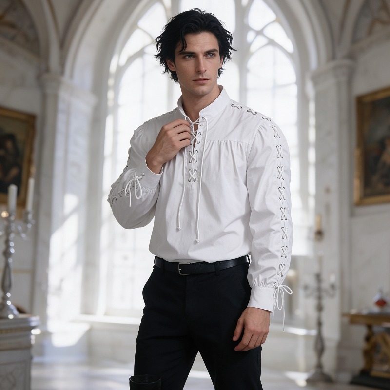 Chemise à lacets de style pira - Medieval Gothic Lace Up Pirate Shirt avis et prix