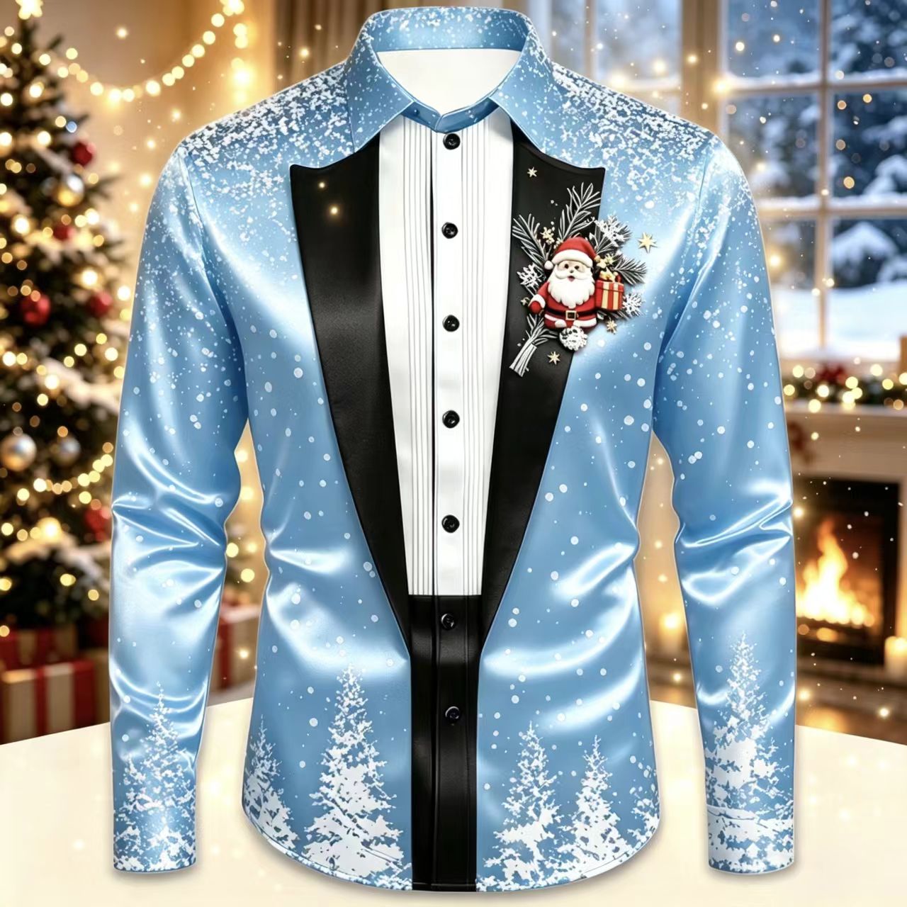 Men Christmas Satin Long Sleev - Mens Satin Silk Dress Shirt avis et prix