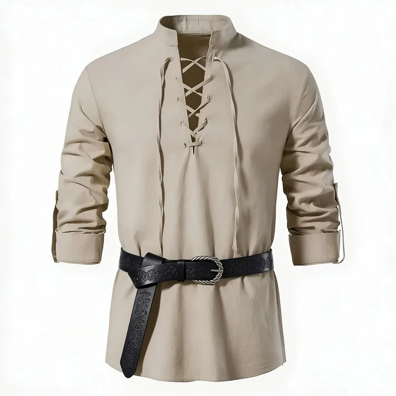 Chemise médiévale de style vik - Medieval Gothic Lace Up Pirate Shirt avis et prix
