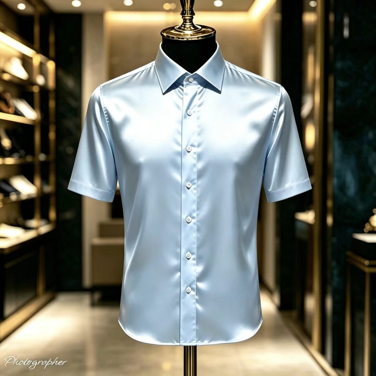 Men's Solid Color Satin Short- - Mens Satin Silk Dress Shirt avis et prix