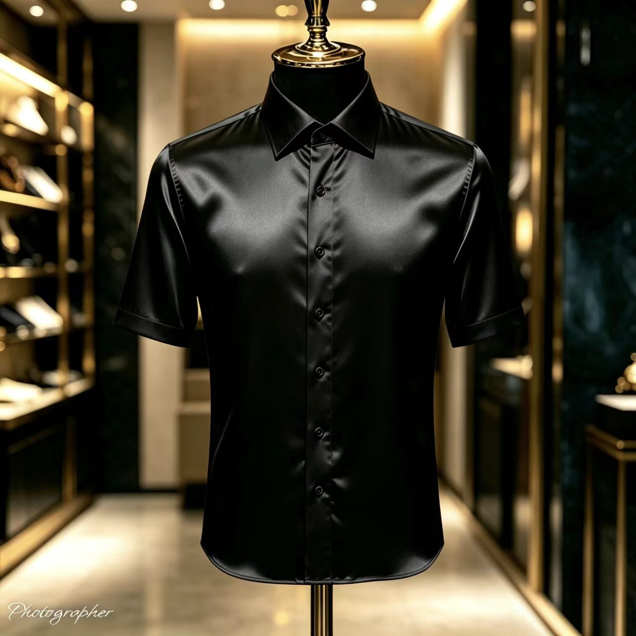 Men's Solid Color Satin Short- - Mens Satin Silk Dress Shirt avis et prix