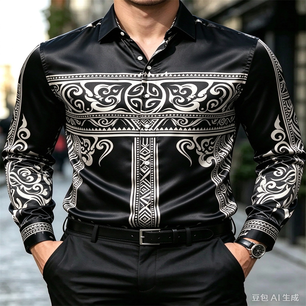 Chemise de luxe en satin pour  - Mens Satin Silk Dress Shirt avis et prix