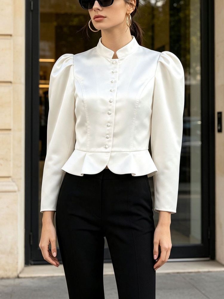 Chemisier Tossy à volants, man - Mandarin Collar Formal Shirt Slim Fit avis et prix